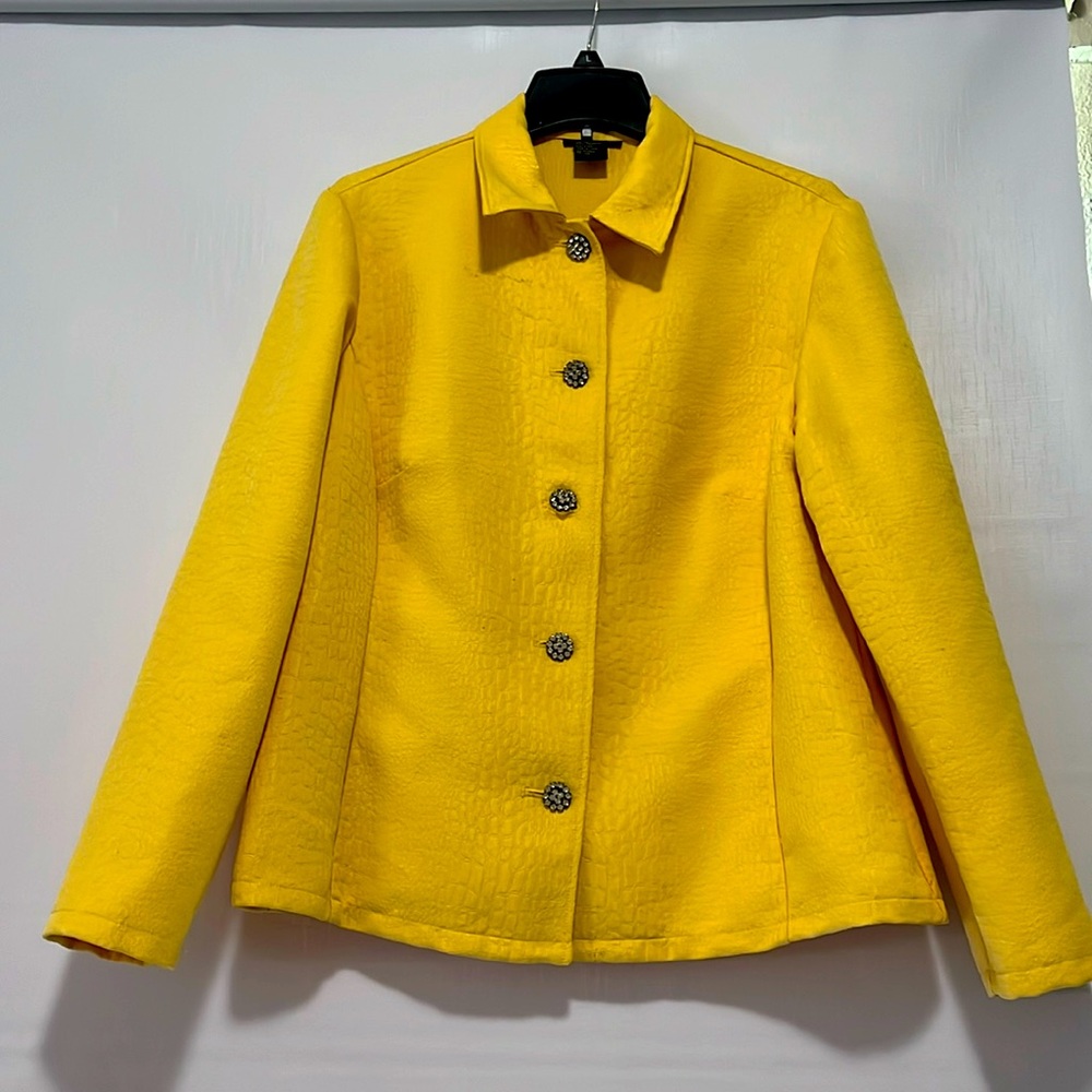 Tara Ryan Yellow Button Down Polyester Jacket Siz… - image 1